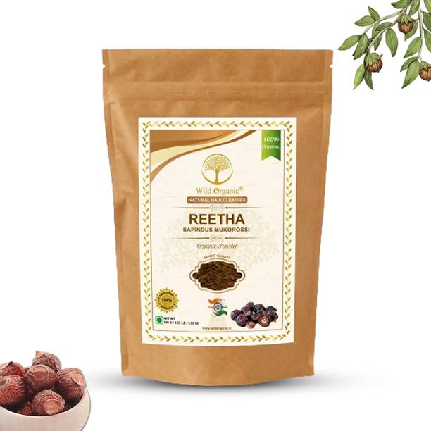 WILD ORGANIC Reetha Powder Hair Cleanser for Hair Growth, Dandruff Control & Scalp Care