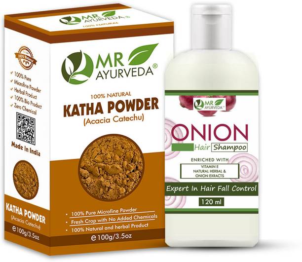 MR Ayurveda Katha Powder & Onion Hair Shampoo - Set of 2