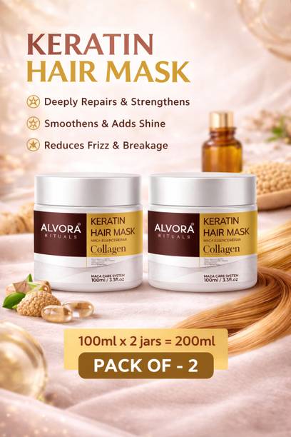 Alvora Rituals Keratin Hair Mask with Collagen Pack of 2 for Dry and Damaged Hair Repair