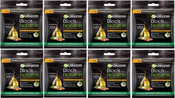 Garnier Men Hair Colouring Crème 100% Grey Coverage and Increased Shine (PACK OF 8) , BROWN BLACK-3.0