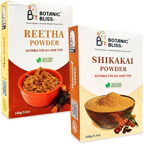 Botanic bliss Reetha & Shikakai Powder Combo | Herbal Hair Cleanser & Natural Shampoo