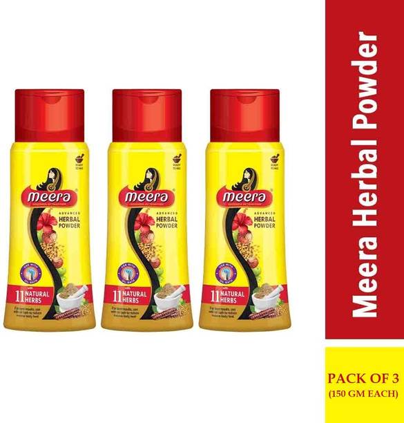 Meera Advanced Herbal Hair Wash Powder with 11 Natural Herbs (Pack of 3)-150gm EACH