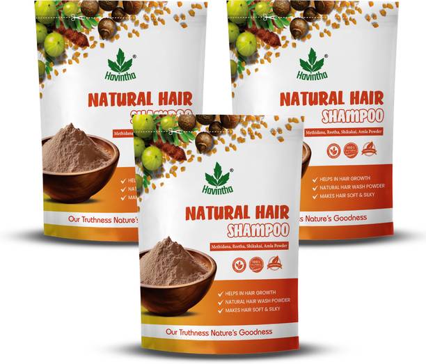 Havintha Natural Hair Shampoo with Amla, Reetha, Shikakai and Methi dana - 227 Grams (Advanced shampoo) (Pack of 3)