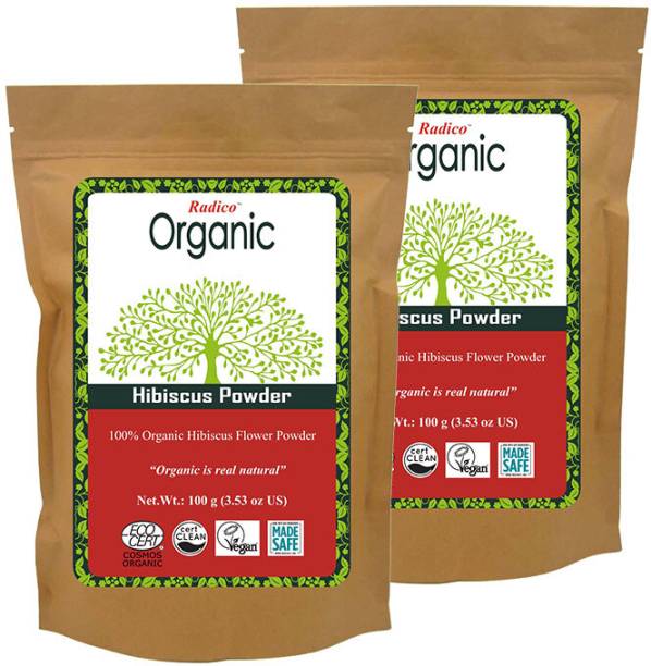 Radico Organic Hibiscus Powder - 100% Organic, Natural Herbs For Soft, Pack of 2