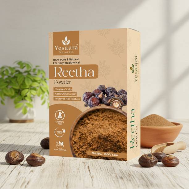 Yesaara Naturals Natural Reetha Powder 100g for Scalp Health and Skin Glow Wash