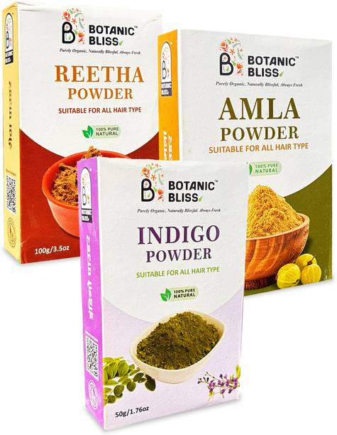 Botanic bliss Reetha Amla Indigo Powder Combo | Natural Hair Care for Growth & Grey Coverage