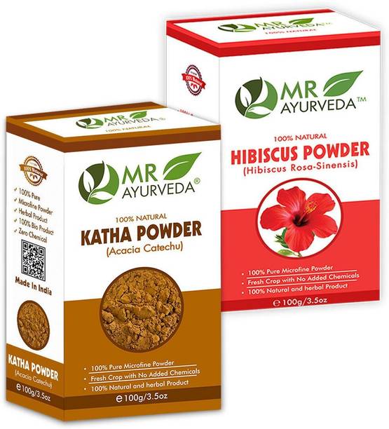 MR Ayurveda Katha Powder & Hibiscus Powder - Set of 2