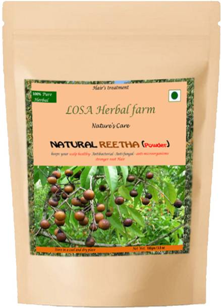 LOSA Reetha-Soapnuts Powder Hair Cleanser Nourishment Hair Scalp & Promote Hair Regrowth , Sapindus Mukorossi Makes Hair Shiny, Healthy & Lustrous Aritha Natural Hair , Pack Of 400 gm