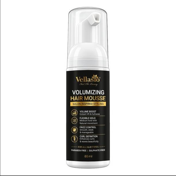 vellasio Hair Volumizing Mousse for Women & Men, Alcohol-Free, Lightweight Formula for Medium Hair ,Adds Long-Lasting Volume & Natural Finish, Medium Hold HighHold Hair Volumizer Mousse