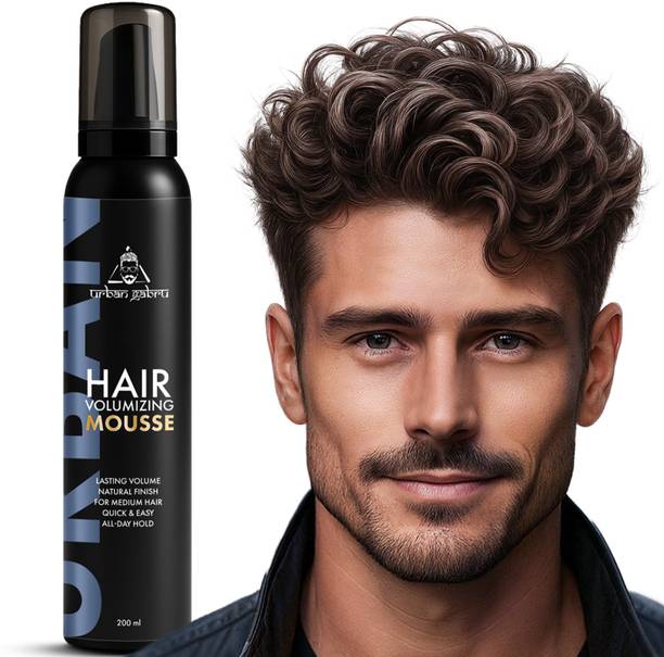 urbangabru Men's Hair Volumizing Mousse, Alcohol-Free, Lightweight Formula for Medium Hair, Adds Long-Lasting Volume & Natural Finish, Medium Hold High Hair Volumizer Foam