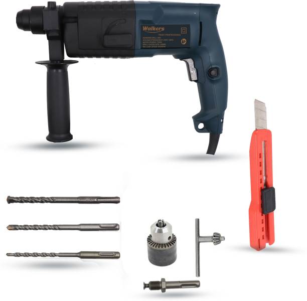 Walkers WKCB343M1 All Purpose 20mm Hammer Impact Drill Machine Forward/Reverse Rotation with 3 Bits for Making Holes in Metal/Wood/Concrete Hammer Drill WKCB343M1 Hammer Drill