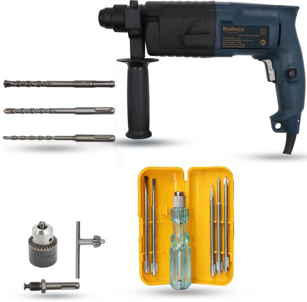 Walkers WKCB339M1 All Purpose 20mm Hammer Impact Drill Machine Forward/Reverse Rotation with 3 Bits for Making Holes in Metal/Wood/Concrete Hammer Drill WKCB339M1 Hammer Drill