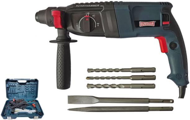 DUMDAAR DM26 1250W Rotary Electric Hammer drill machine 26mm with 2pc Chisel and 3pc bit Rotary Hammer Drill