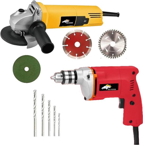 RanPra 4inch Angle Grinder With 10mm Drill machine With 5pcs Drill Bits with 3 blade Rotary Hammer Drill