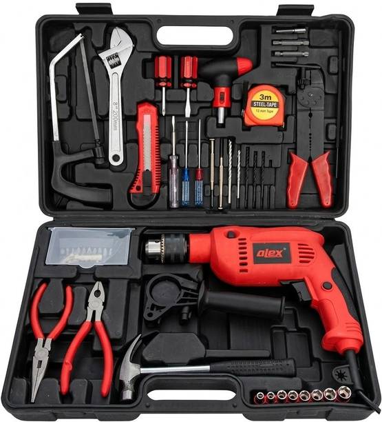 OTEX Professional Impact Drill Tool Kit ,800W,2800RPM,Chuck 13mm,Red/Black BMC Power & Hand Tool Kit