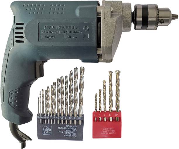 DUMDAAR 6-Month Warranty 10mm Electric Drill machine with 13pc HSS and 5pc Masonry drill bit (Pack of 3) Hammer Drill
