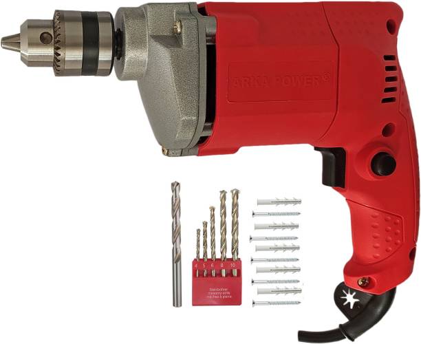 DUMDAAR 6-Month Warranty 350W Red Electric Drill Machine with 1pc Hss bit 5pc Masonry and 5pc Screw + 5pc Gitti set Hammer Drill