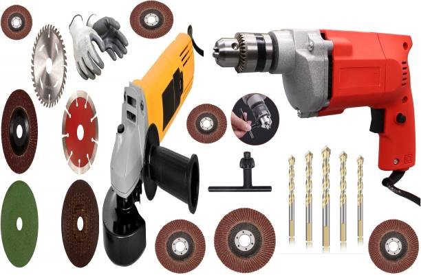 Gadariya King Drill Machine with 850W 100mm angle grinder (100% COPPER) With Accessories Hammer Drill