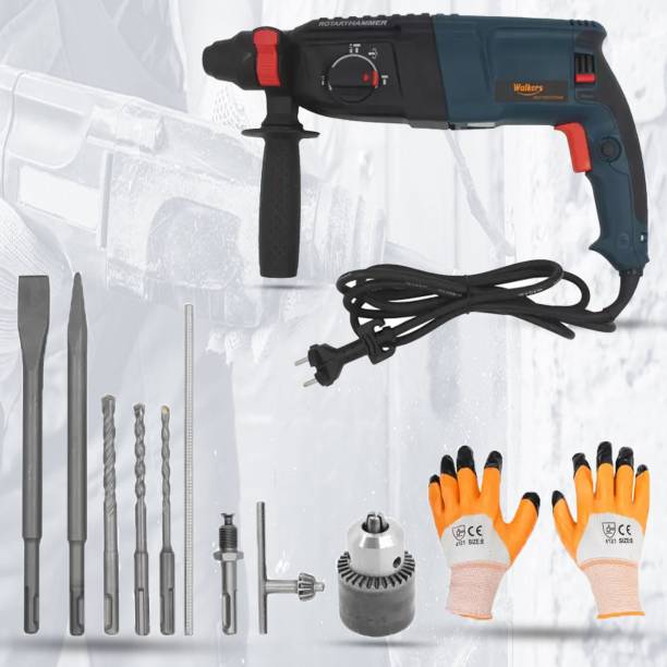 Walkers Multi Modes Multi-Purpose Household Electric Rotary Hammer Drilling Machine Industrial Grade High Power WHD26DG1 Impact Drill Machine Forward/Reverse Rotaion with 5 Bits, 13mm Chuck, SDS for Making Holes in Metal/Wood/Concrete Hammer Drill