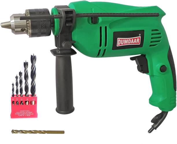 DUMDAAR 700W 13mm Reversible Electric Impact drill machine with variable speed trigger 5pc wood &amp; 1pc Masonry drill bit set (Pack of 3) Hammer Drill