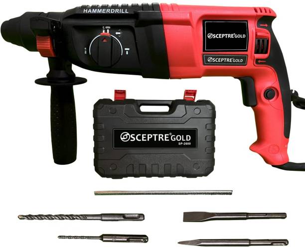 Sceptre 26mm Rotary Hammer Drill Machine Reverse and Forward L/R Function Side Handle Rotatable &amp; Detachable Heavy Duty Powerful Motor (220 V) Rotary Hammer Drill