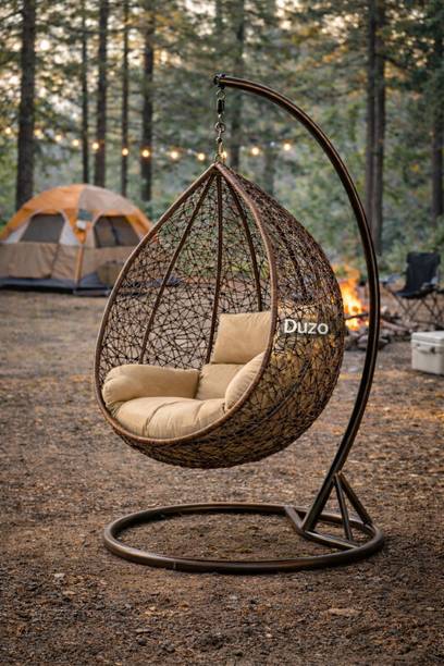duzo Jhula Hanging Swing Chair With Stand for Adult Balcony Steel Hammock