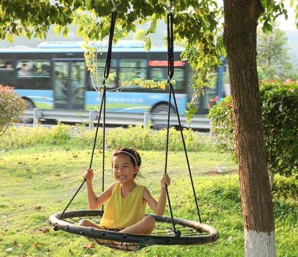 jumprfit Baby Jhula Round Swing Chair web swing for kids garden outdoor Large Tree swing Steel Large Swing