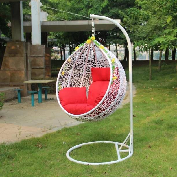 tiger enterprises Single Seater Swing Chair with Stand & Cushion Iron Hammock