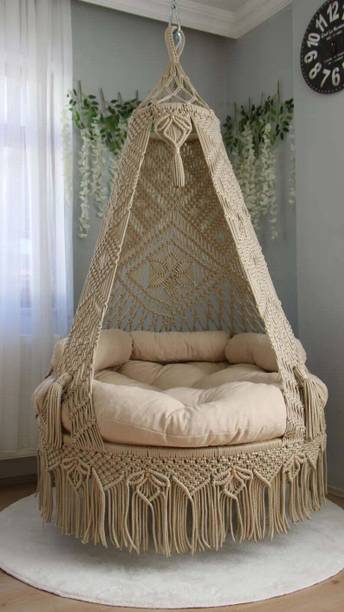 SN Handicrafts Beautiful Hanging Macrame Hammock Swing Chair Without Cushion For Adult Cotton Large Swing