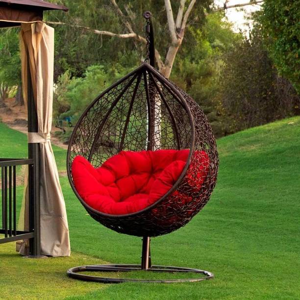 Swingora SWINGORA Hanging Egg Swing Chair with Stand & Cushion for Garden Balcony Patio Iron Large Swing