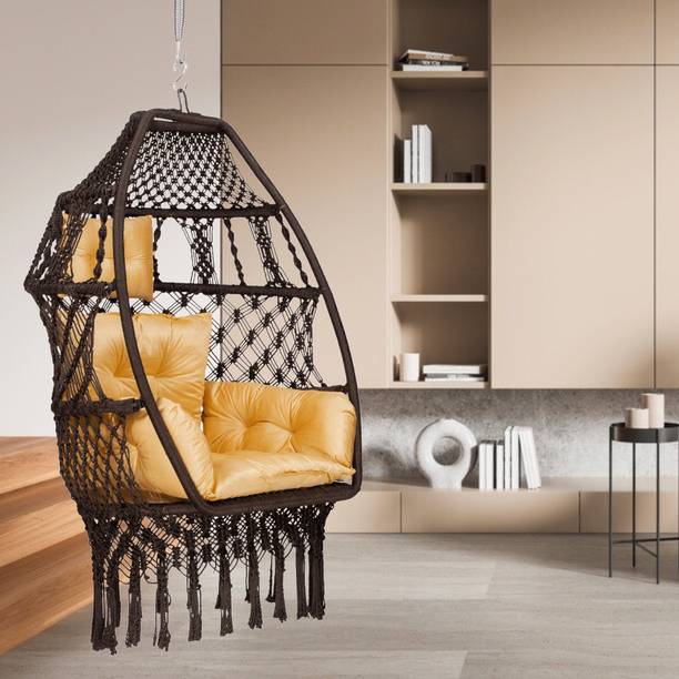 Patiofy Foldable Egg Chair, Swing for Adults with Cushion, Swing Chair, Jhula Indoor Polyester Hammock