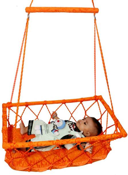 HURF CARE (0-2 YEARS) NEW BORN BABY PALNA JHULA SWING Wooden, Cotton Large Swing