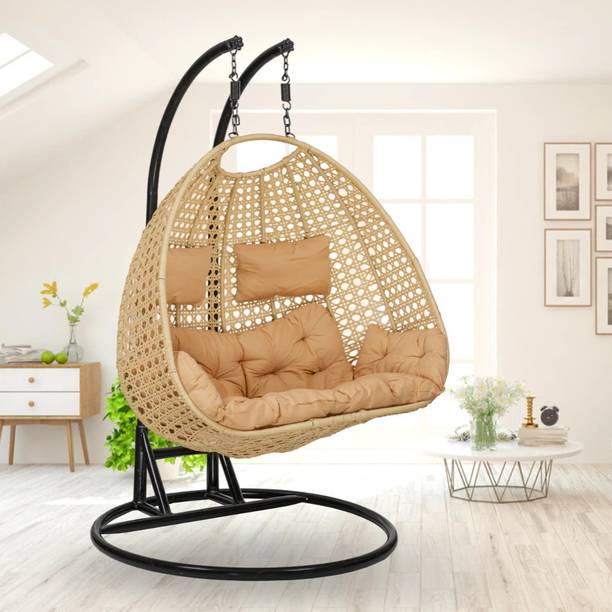 Swingzy Double Seater Iron Hanging Egg Swing/Chair with Curve Stand for Kid's and Adult/ Iron Hammock