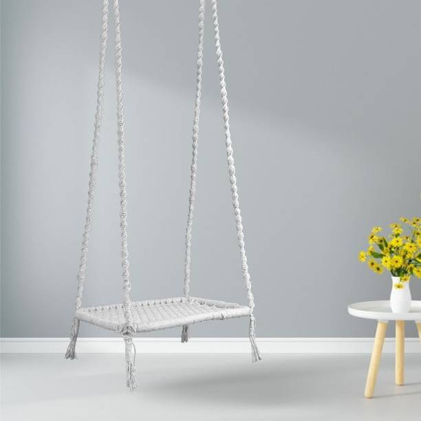 Curio Centre Cotton Single Seater Plank Hanging Swing for Adults & Kids/Jhula for Adults/ Wooden Large Swing