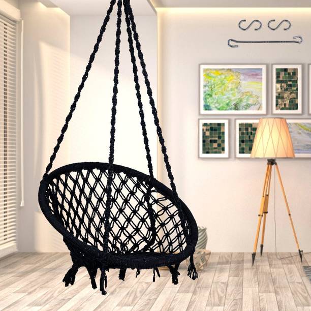 Patiofy Wooden Swing Chair/ Jhula Indoor/ Swing for Home/Swing for Adults Outdoor Wooden Cotton Large Swing