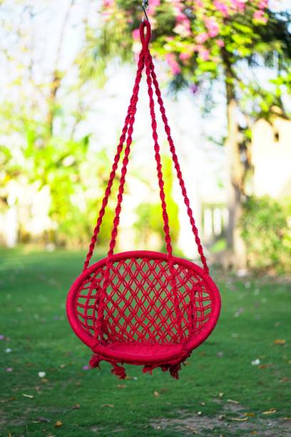 Patiofy Wooden Swing Chair/ Jhula Indoor/ Swing for Home/Swing for Adults Outdoor Wooden Cotton Large Swing