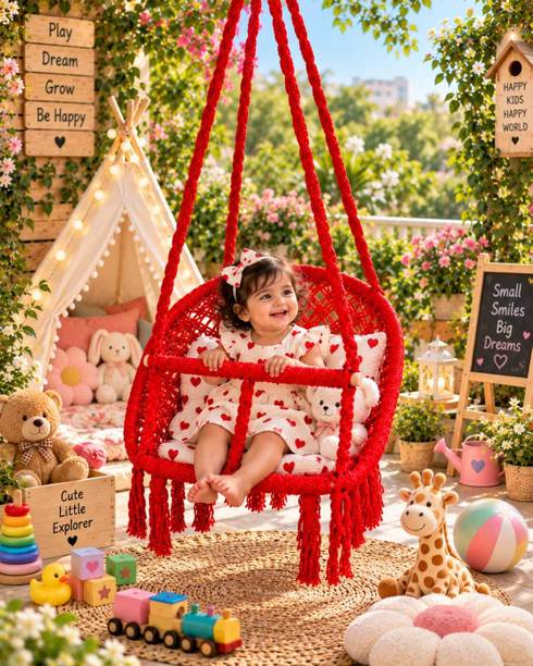krishnaswing Cotton Hammock Swing Chair for Garden Indoor Outdoor Cotton Small Swing