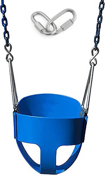 TOGGLE PLAY Heavy-Duty High Back Full Bucket Toddler Swing Seat with 60-Inch Coated Chains Plastic Large Swing