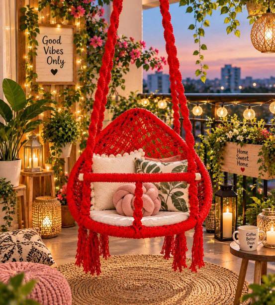 swiiiiig Hammock Hanging Swing Chair for Garden Balcony & Patio Cotton Small Swing