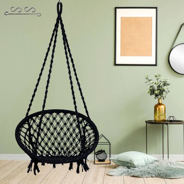 Patiofy Wooden Swing Chair/ Jhula Indoor/ Swing for Home/Swing for Adults Outdoor Wooden Cotton Large Swing