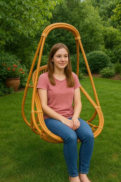 AVIKA Cane Hanging Swing Chair | Bamboo Jhula Chair for Balcony & Home Wooden, Bamboo Hammock