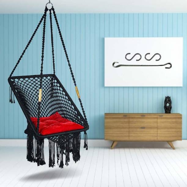 Curio Centre Premium Rectangle Swing Jhula for Home, Swings for Balcony, Swing for Adults Polyester Large Swing