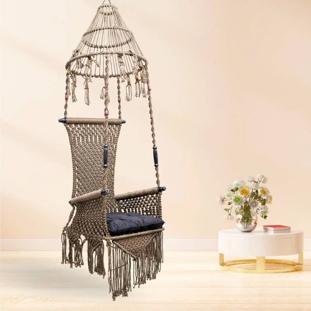 Curio Centre Maharaja Hanging Swing Jhula for Adults| Indoor/Outdoor Swing Chair with Cushion Polyester Hammock
