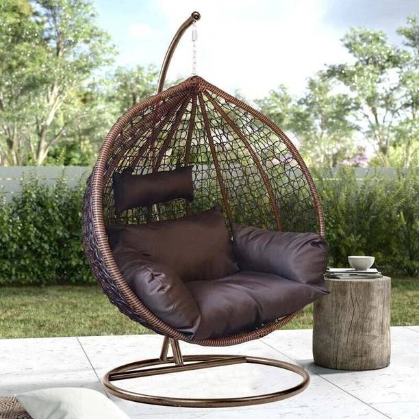 SPYDER HOME DECORE Single Seater Swing chair With Stand And Cushion For Adult Iron Hammock