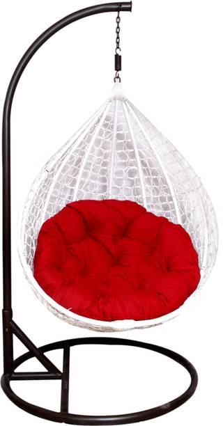 itaws Outdoor Hanging Chair With Soft Fluffy Cushion | Egg Swing Chair For Balcony Iron Hammock