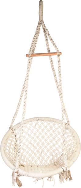 Halder Jute Premium Round Swing Chair White Cotton Large Swing