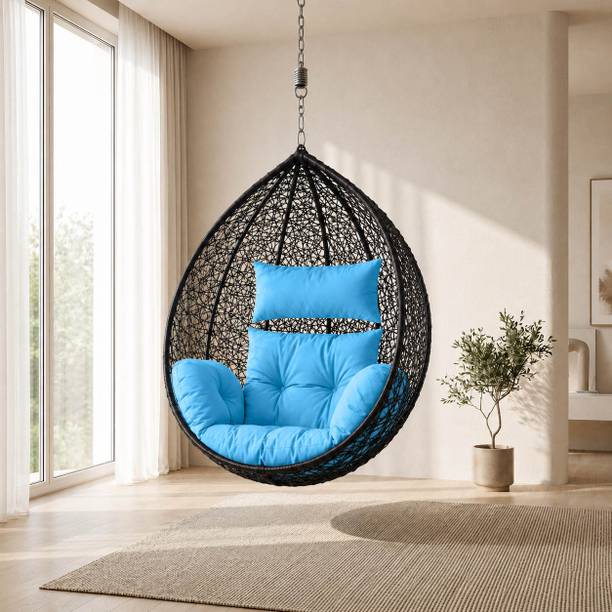 Lux style furnitures Egg Swing Chair for Indoor & Outdoor | Heavy Duty Rattan Swing with Cushion| Steel Large Swing