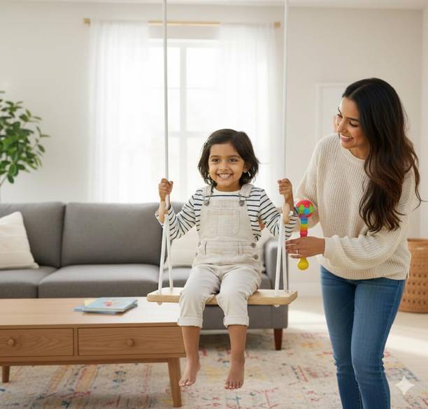 ZAVEO Classic Curved Wood Tree Swing Wooden Hammock