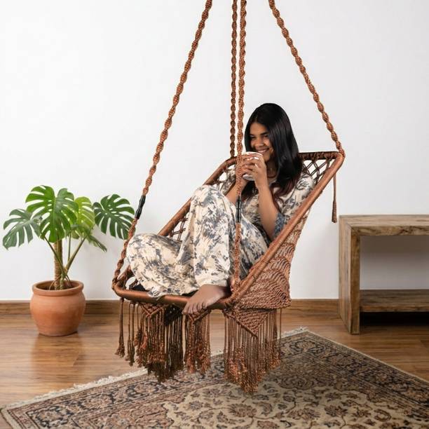 Curio Centre Premium Rectangle Swing Jhula for Home, Swings for Balcony, Swing for Adults Polyester Large Swing