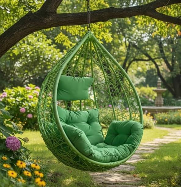 Divysa Hanging Egg Chair Swing with Cushion for Balcony Garden Outdoor Indoor Iron Hammock